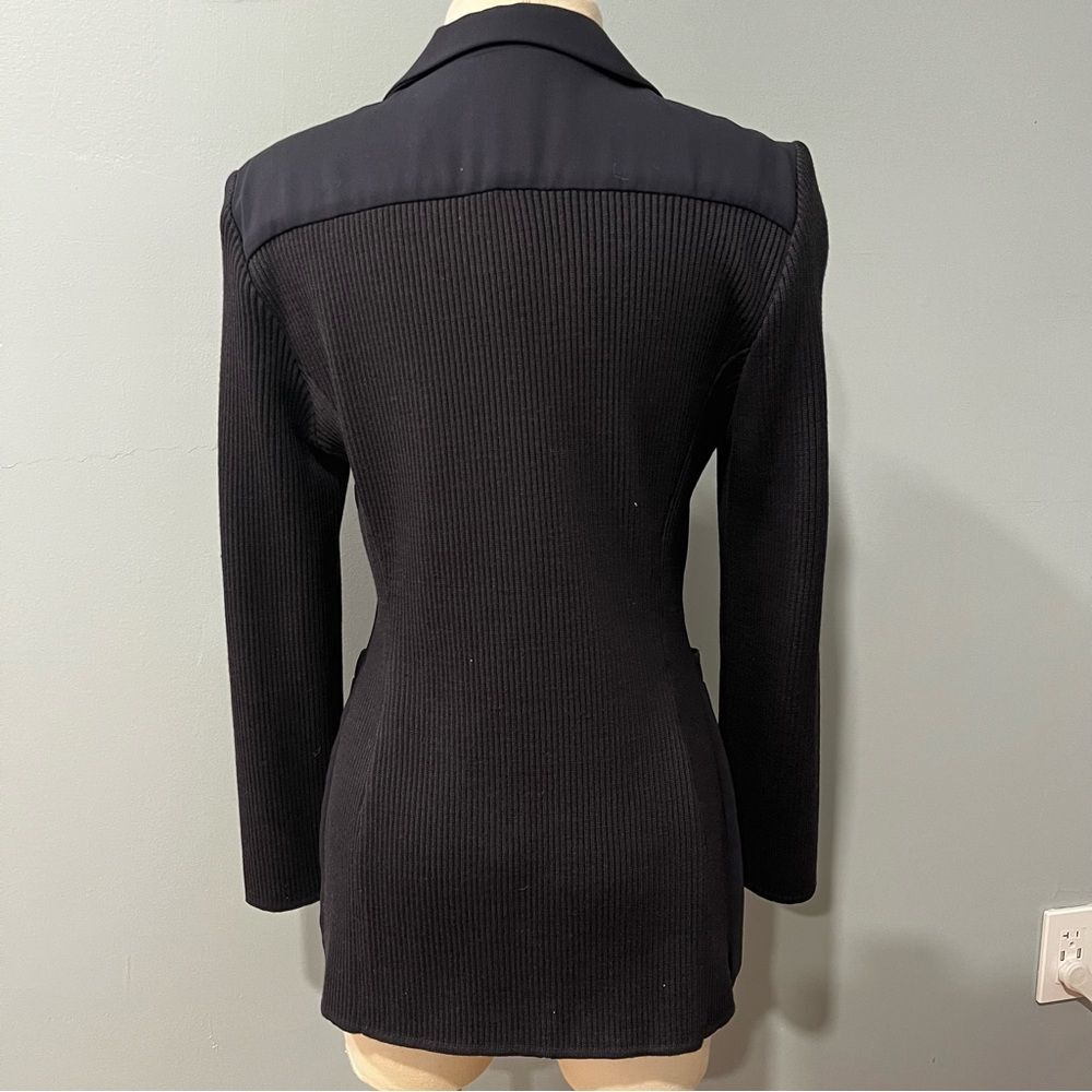 Vintage Escada Margaretha Ley Virgin Wool Blazer With Ribbed Knit Sleeves & Back - Picture 4 of 13